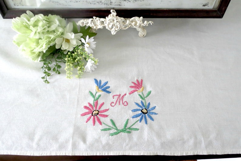 Extra Long Dresser Scarf Embroidered With The Initial Etsy
