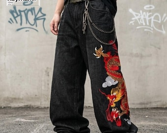 Graphic Wide Jeans | Loose Printed Denim Pants | Daily Wear | Y2K Streetwear Style