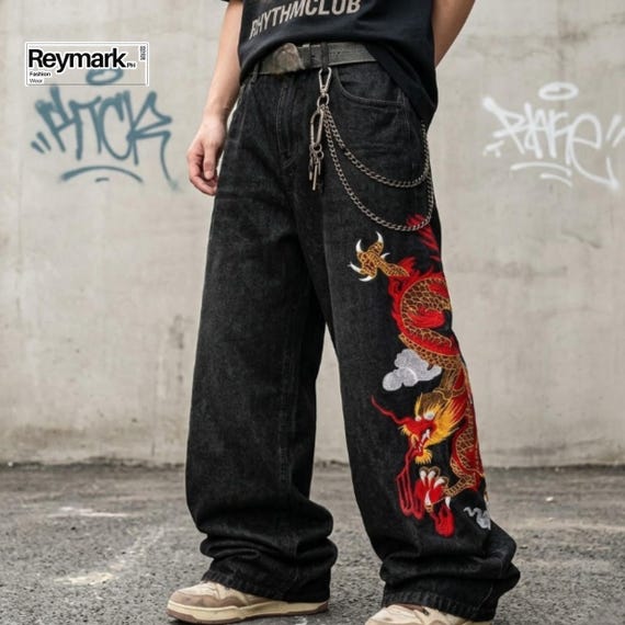 Graphic Wide Jeans | Loose Printed Denim Pants | Daily Wear | Y2K Streetwear Style