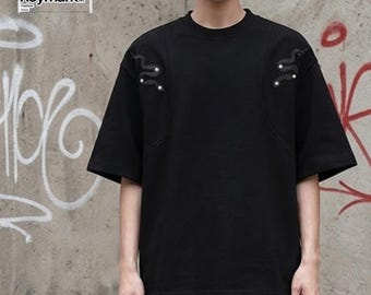 Rivet Oversized Shirt | Graphic Half Sleeve Top | Daily Wear | Urban Streetwear Style