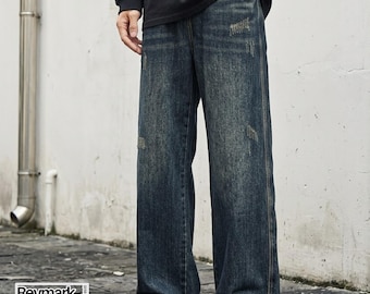Retro Wide Leg Jeans | Loose Straight Streetwear Denim Pants | Daily Wear | Vintage Urban Style