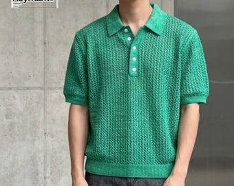 Button Polo Shirt | Pattern Short Sleeve Top | Casual Wear | Modern Streetwear Style