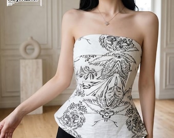 Floral Tube Top | Casual Slim Fit | Party Wear | Coquette Aesthetic Style