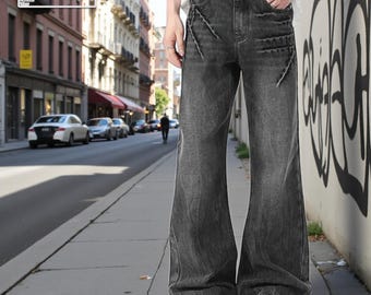 Straight Leg Jeans | Denim High Waist Pants | Daily Wear | Retro Streetwear Style