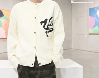 Button Cardigan Sweater | Casual Embroidered Loose Jacket | Daily Wear | Y2K Streetwear Style