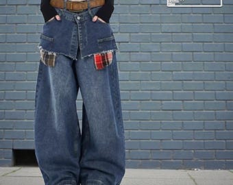 Layered Denim Jeans | Baggy Wide Leg Pants | Daily Wear | Y2K Fashion Style