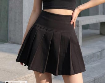 Pleated Mini Skirt | High Waist Solid Outfit | Summer Y2k Chic Fashion