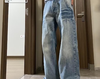 Wide Leg Jeans | Loose Straight Denim Pants | Daily Wear | Vintage Streetwear Style