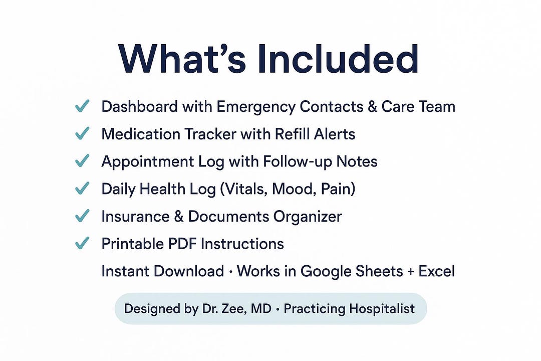 Caregiver Command Center, Google Sheets Template, Medication Tracker ...