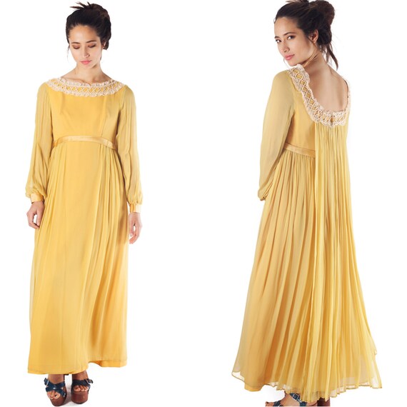 vintage 70s dress maxi floor length bridesmaid eve