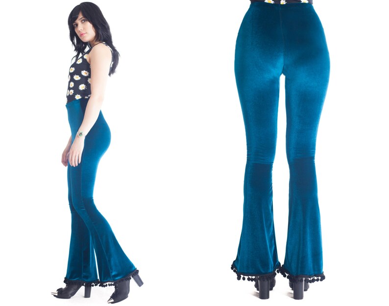 blue velvet bell bottoms