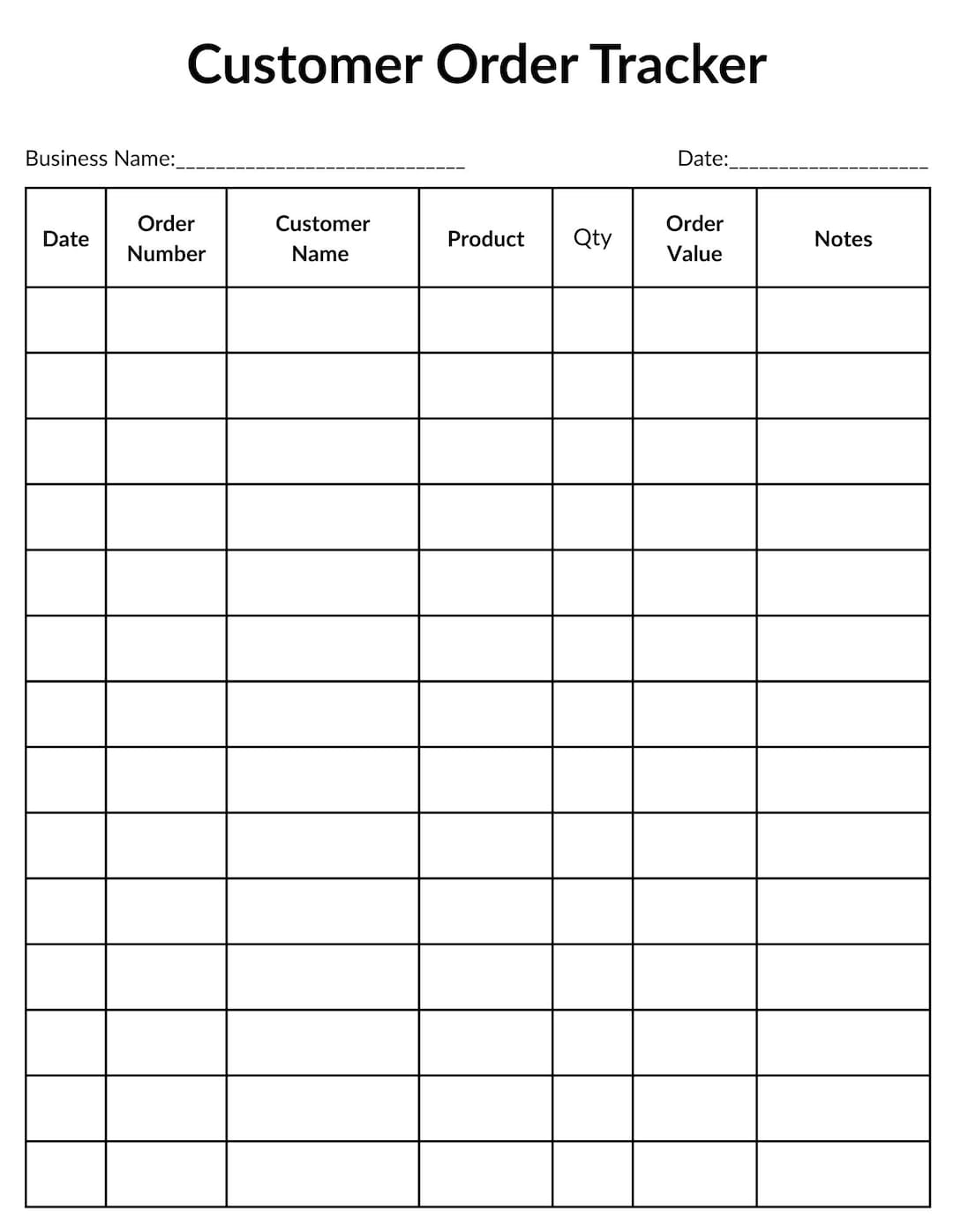 Order Tracker Printable Customer Order Tracker Template | Small Business Order Log | Order ...