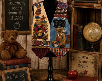 Teddy School Childrens Handcrafted Reversible Vest Size XL Multicolor Cotton