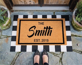 Personalized Last Name Doormat, Custom Family Established Welcome Mat, Est Date Coir Door Mat, Housewarming Gift, Front Door Decor