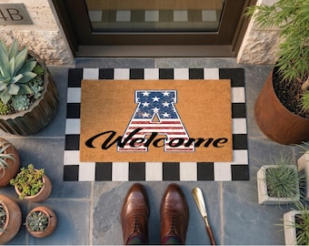 Welcome Patriotic 4th of July Doormat, Memorial Day Home Decor Switch Rug Door Mat