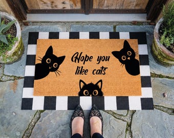 Hope You Like Cats Doormat: Funny Cat Welcome Mat for Cat Lovers