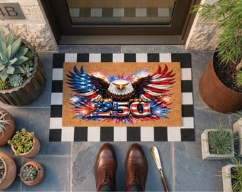Personalized Patriotic Eagle Doormat – America 250th Anniversary Welcome Mat