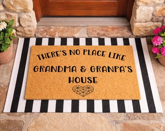 Grandma Grandpa's House Welcome Doormat, Natural Coir Entryway Rug, Gift