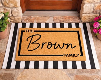 Personalized Family Name Doormat, Custom Last Name Welcome Mat, The Family Coir Door Mat, Housewarming Gift, Front Door Decor