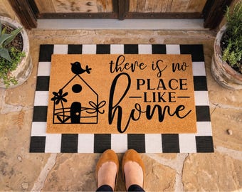 There's No Place Like Home Doormat - Classic Housewarming Entryway Decor
