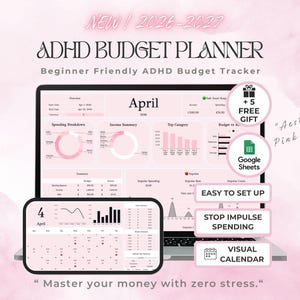 ADHD Pink Budget Planner Google Sheets | Impulse Spending Tracker (Digital Download)