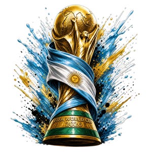 アルゼンチンワールドカップトロフィースプラッシュアートPNG | サッカーチャンピオンデザイン（3つのPNG画像 - デジタルダウンロード）