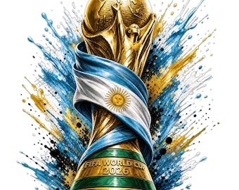 Argentinien WM-Trophäe Splash Art PNG | Fußball Champion Design (3 PNGs - Digital Download)