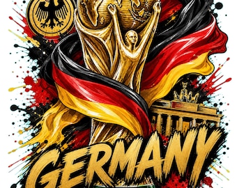 Deutschland WM 2026 Aquarell Kunst Pokal | Fußball Fan Design (2 PNGs)