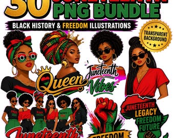 Junteenth PNG Bundle: Schwarze Geschichte Freiheit Illustrationen (Digitaler Download)