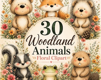 30 Waldtiere Clipart Bundle (digitaler Download)