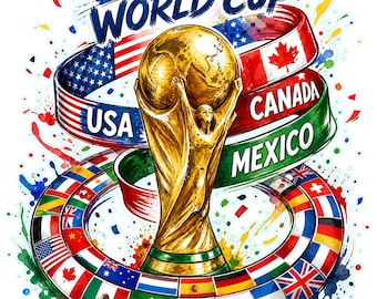 2026 Fussball WM Trophy Aquarell Grafik | USA, Kanada, Mexiko Football (Digitaler Download)