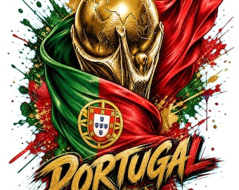 Portugal WM 2026 Trophäe PNG | Fußball Farbspritzer Grafik (2 PNGs - Digital Download)