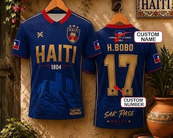 Personalisierter Haiti Fußball Jersey, benutzerdefinierter Name Fußball-Shirt, Herren Fußballbekleidung