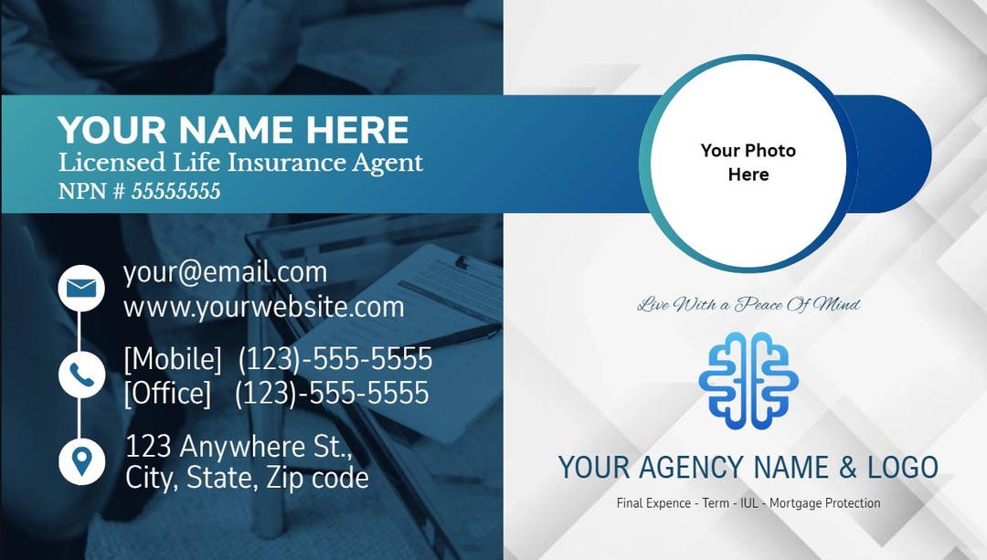 Life Insurance Business Card Template - Etsy