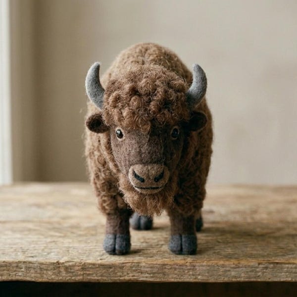 Wildlife Lover Birthday Gift for Nature Enthusiasts, Needle Felted Bison Figurine