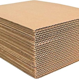 200枚入り、12 x 12インチの平らな段ボールシート - 厚さ0.07インチの段ボールパッドインサート（クラフト、ボックス仕切り、描画、DIYプロジェクト用）