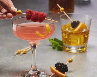 1,000 Count Cocktail Skewers & Food Toothpicks - 4.7 Inch Wooden for Appetizers/ Drinks, Glam Wedding Party Supplies, Drink Stirrers