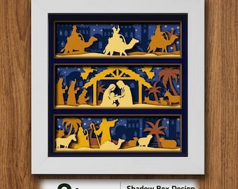 Nativity Shadow Box SVG, 3D Layered Paper Cut, Christmas Paper Craft, Manger Scene SVG, 3D Christmas SVG, Nativity Scene Layered Paper Art