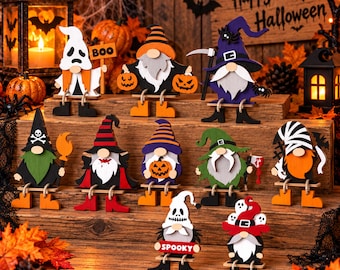 Halloween Gnome SVG Bundle, Spooky Gnome Laser Cut Files, Witch Ghost Vampire Gnome SVG, Halloween Decor Cricut Glowforge Dxf Jpg