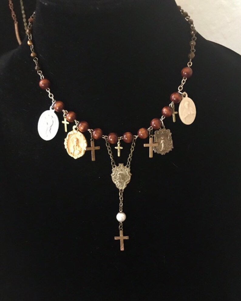 Religious Medallions Necklace Etsy