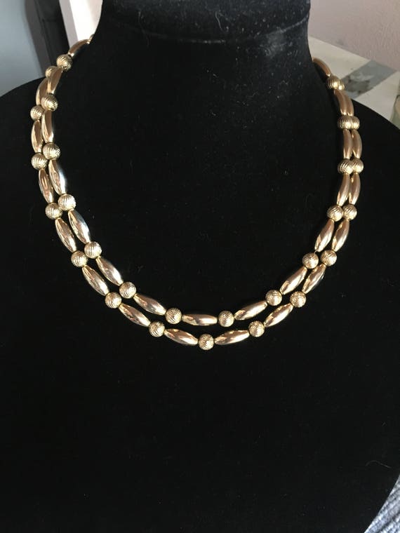 Vintage Gold Double Strand Necklace 1960s