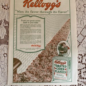 Kelloggs 1919 vintage magazine advertisement - toasted corn flakes