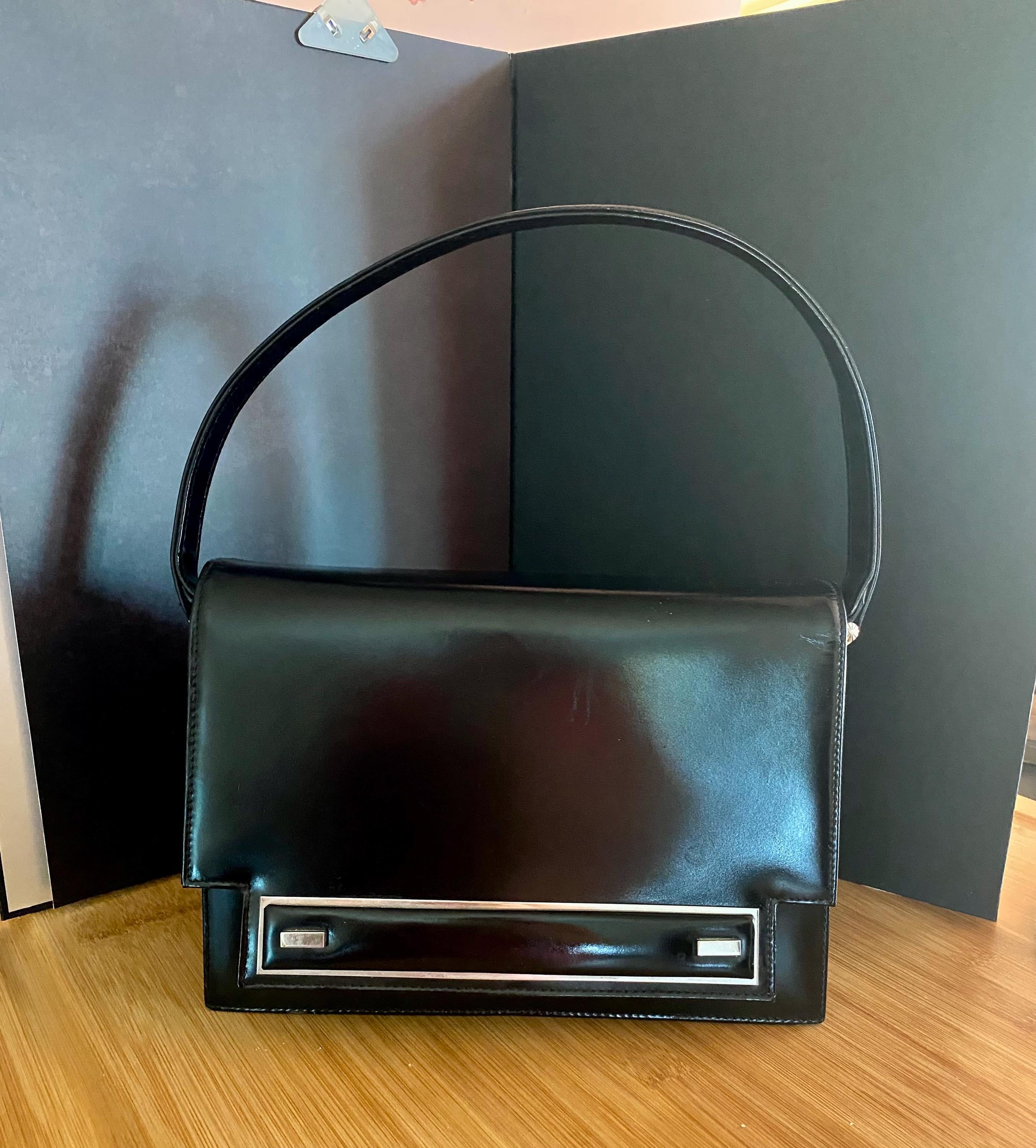 40’s French vintage handbag 1940s Patent Leather Handbag | Vintage Black Purse With
