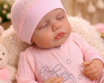 Poupée bébé fille réaliste Reborn 17-20" (44-50 cm) - Corps entier en vinyle pour nouveau-né, bébé endormi réaliste, cadeau pour poupée Reborn