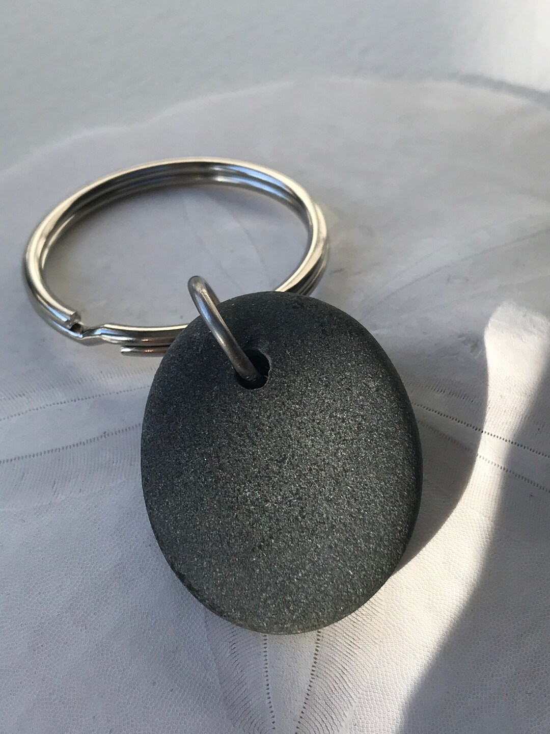 Maine Beach Stone Keychain, Sea Stone Key Chain, Maine Beach Stone