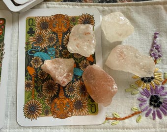 Pink Moon Charged Himalayan Salt Crystals | Altar Cleansing Set | Chakra Healing | Ritual Supply