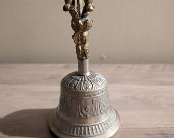 Vintage, feine tibetische Tempelglocke aus Bronze mit Dorje-förmigem Griff