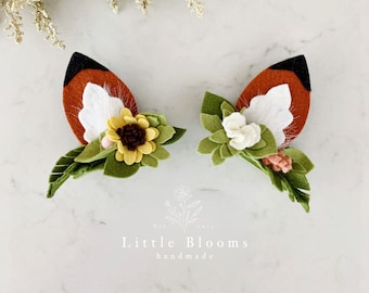 Fox Ear Hair Clips - felt flowers