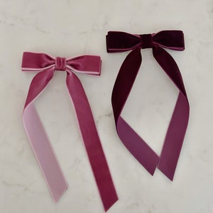 Velvet Bow long bow barrette image 7