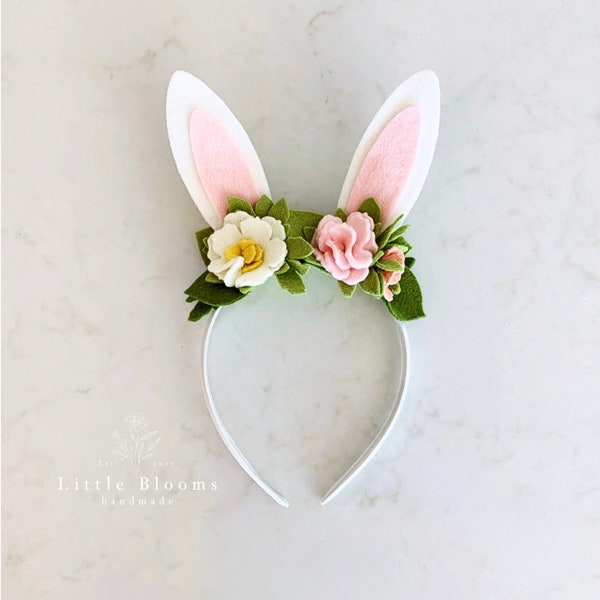 Bunny Flower Crown - Woodland Bunny Headband - Bunny Ears